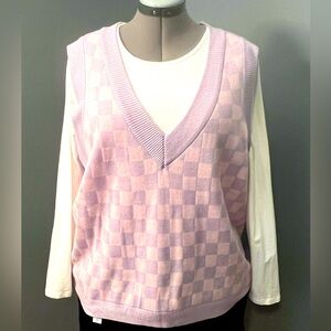 Pink and Purple checkered sweater vest